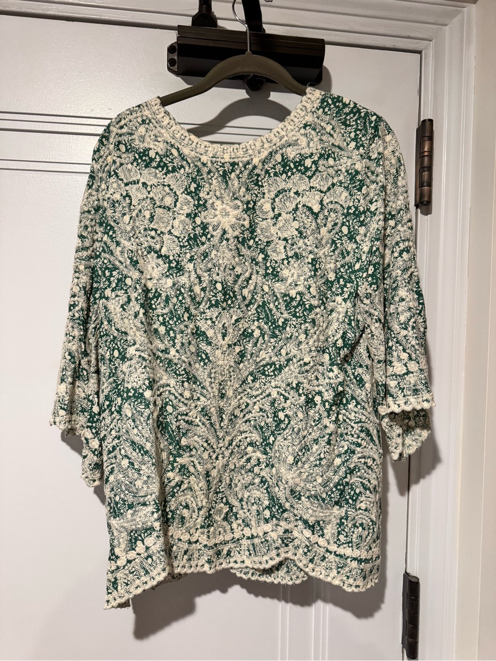 Solitaire Green & Cream Lace Blouse – Long Sleeve – Boho Romantic